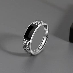 Bague en argent émail noir vintage