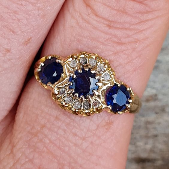 Bague en zirconium bleu vintage Étoilefilante