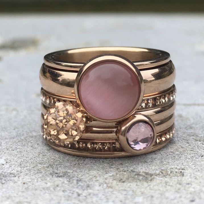 Bague en pierre de lune rose vintage