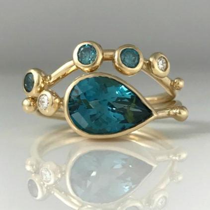 Bague en verre turquoise vintage