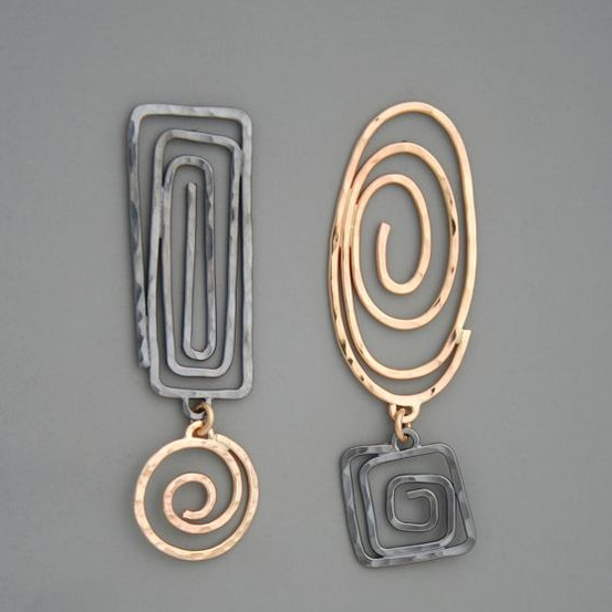 Boucles d'oreilles torsadées bohème en or et argent