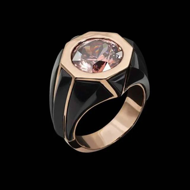 Bague en onyx vintage avec cristal