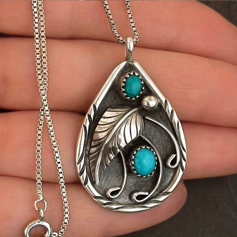 Collier pendentif en pierre d'opale vintage