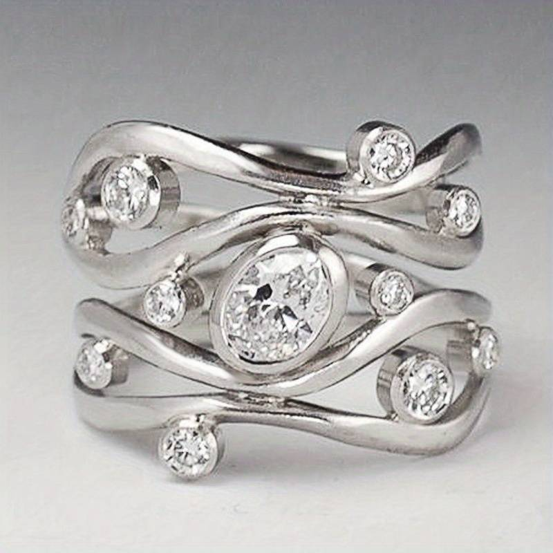 Bague vintage en argent et zirconia irrégulière