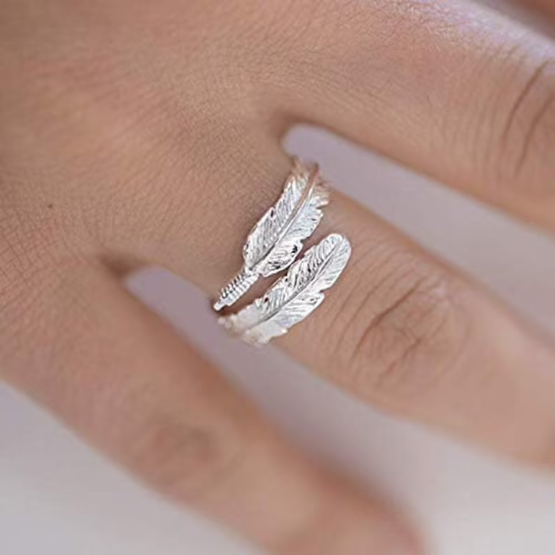 Bague en argent vintage feuille
