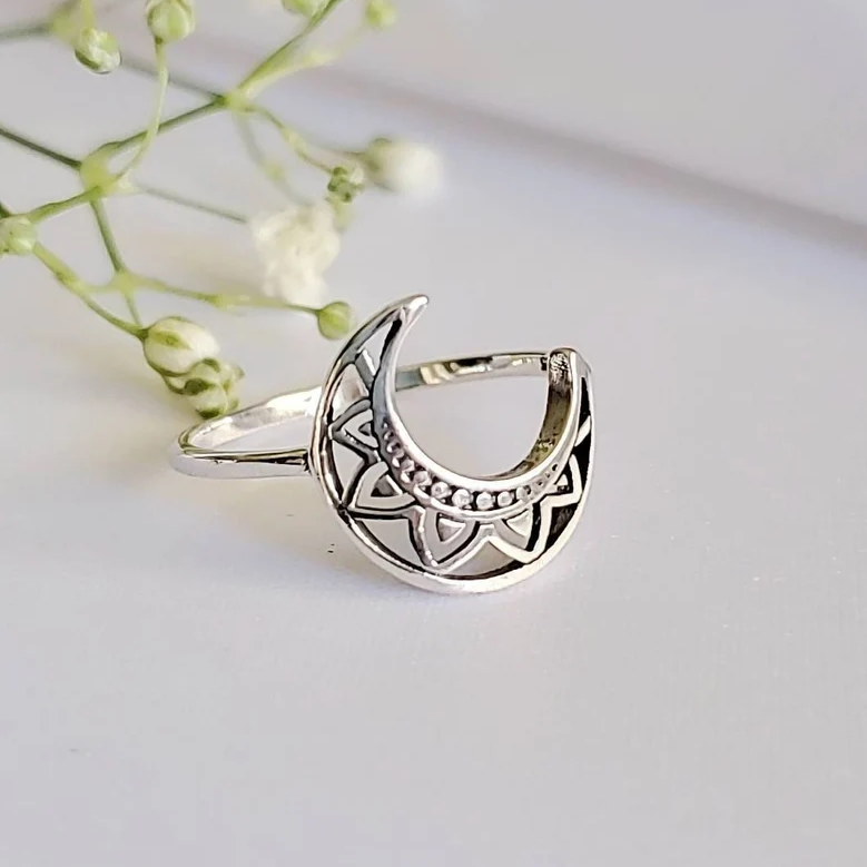 Bague en argent vintage Moon