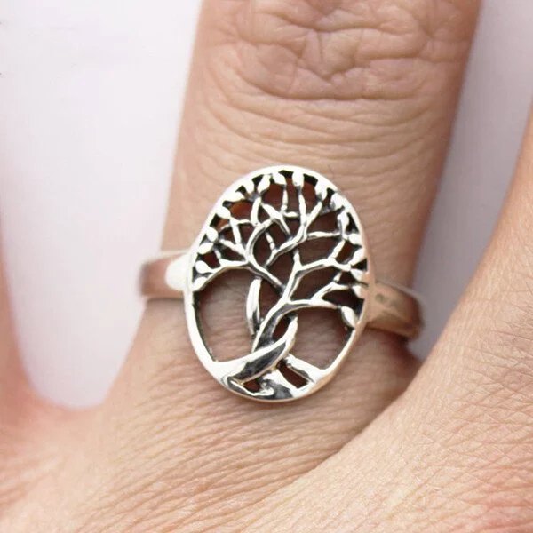 Bague arbre en argent vintage