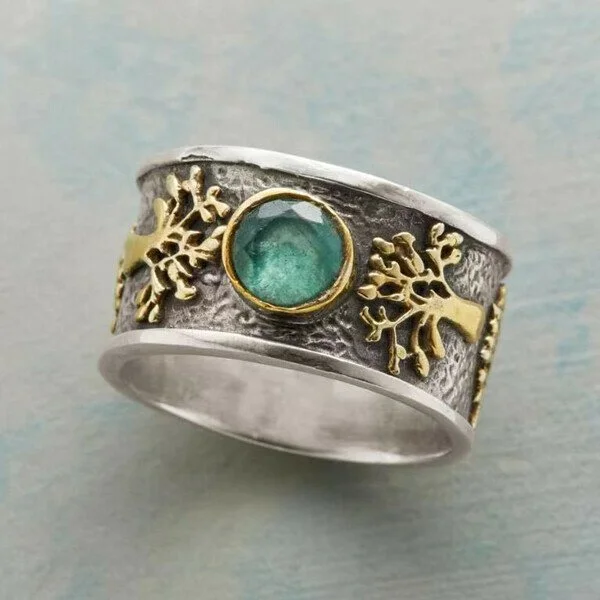 Bague en pierre incrustée de turquoise vintage