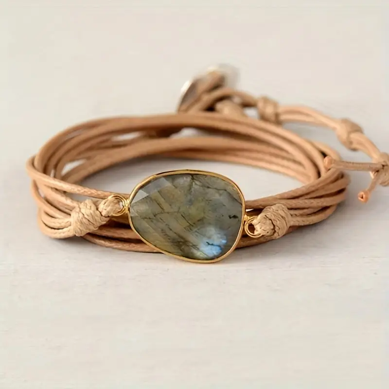 Bracelet en pierre en cuir vintage