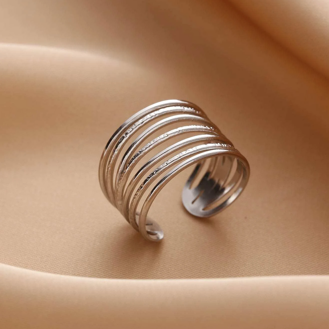 Bague en argent vintage à plusieurs couches fines