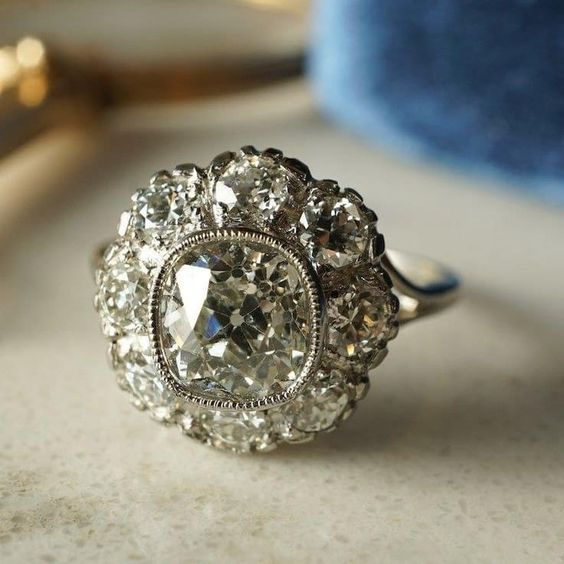 Bague En Argent Mandala En Verre Vintage
