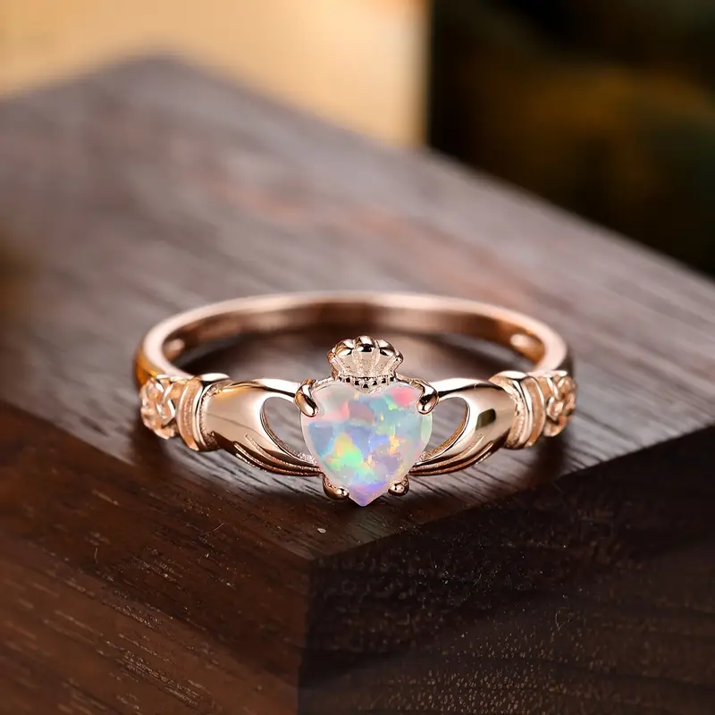 Bague Couronne en Opale Rose