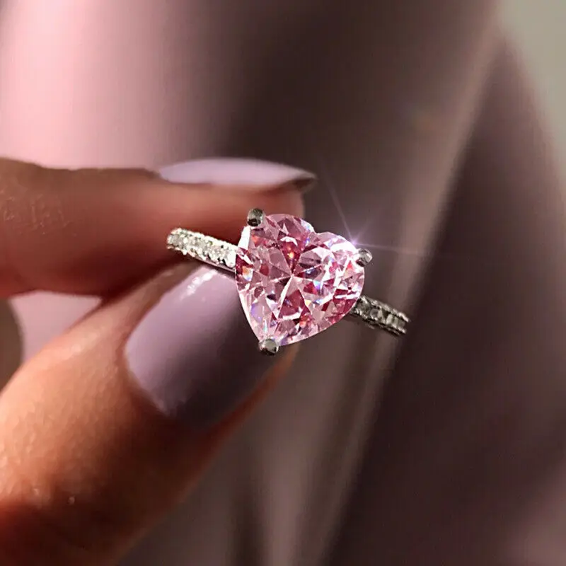 Bague Élégante en Cœur Rose