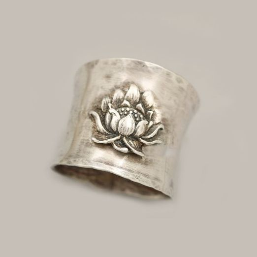 Bague Lotus en Argent Vintage