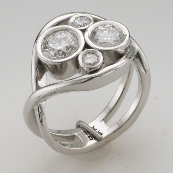 - bague en verre incrustée d'argent vintage