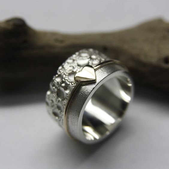 Bague vintage en argent massif plaqué cœur