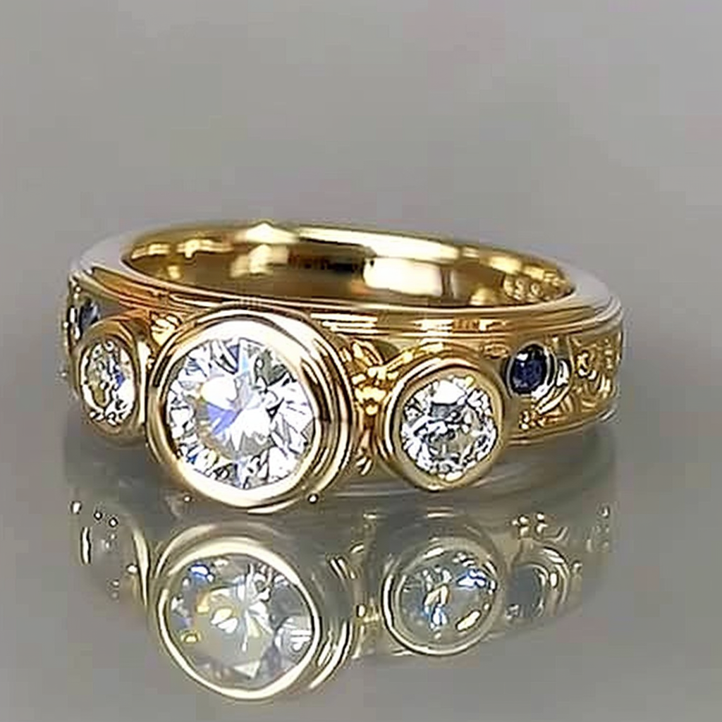 Bague ancienne en or blanc avec incrustation de verre