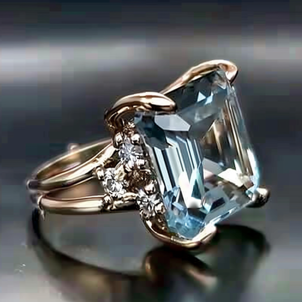 Bague en zirconia bleue vintage à plusieurs couches