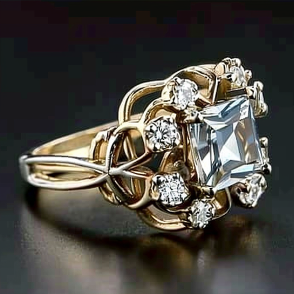 Bague Lumineuse en Zirconia en Couches Vintage
