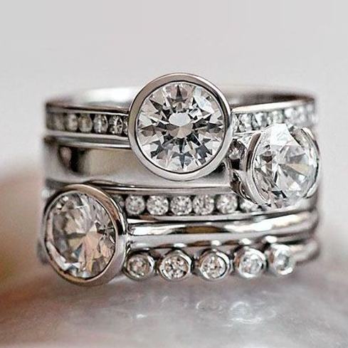 Bague en argent vintage et cristal en couches