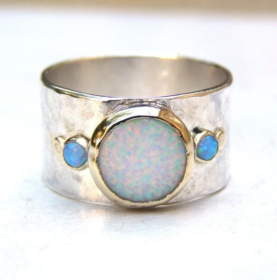 Bague en argent et opale vintage