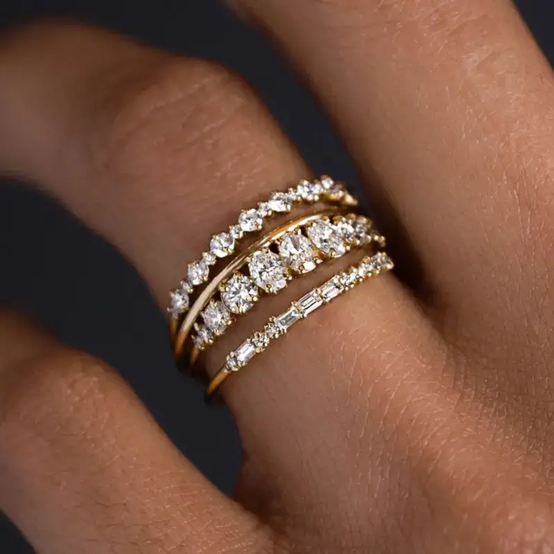 Ensemble de bagues élégantes vintage en zirconium