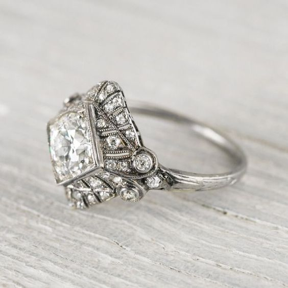 Bague en verre incrustée de mandala vintage