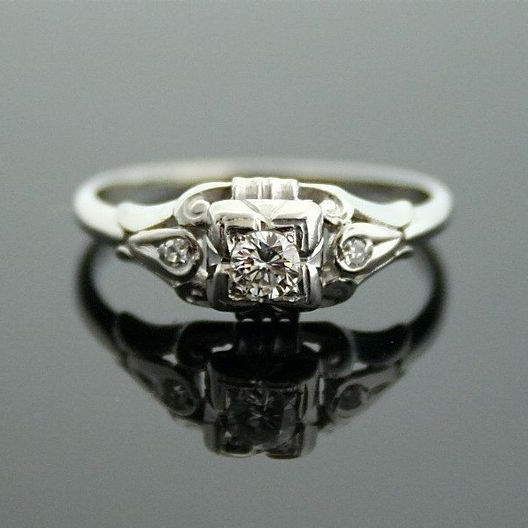 Bague en argent vintage en cristal et zirconium