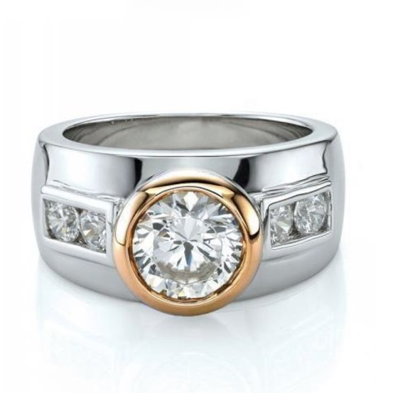 Bague brillante en zirconium argenté vintage