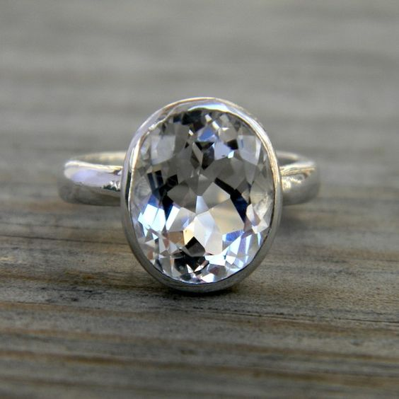 Bague en verre argentée vintage