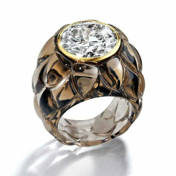 Bague de sceau en zirconium vintage