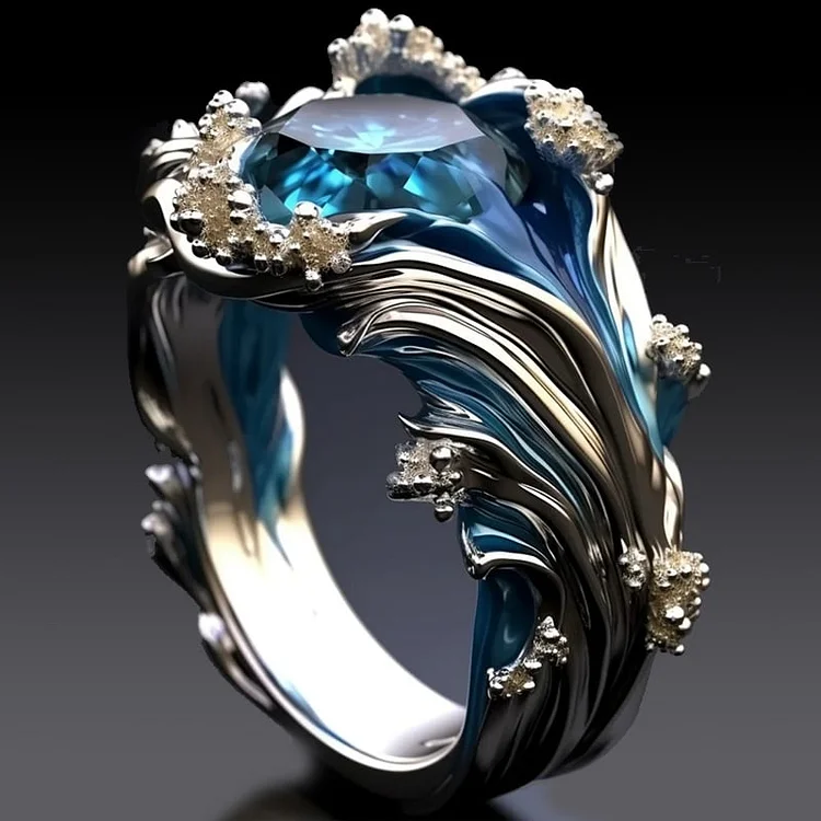 Bague en cristal ondulée vintage océan