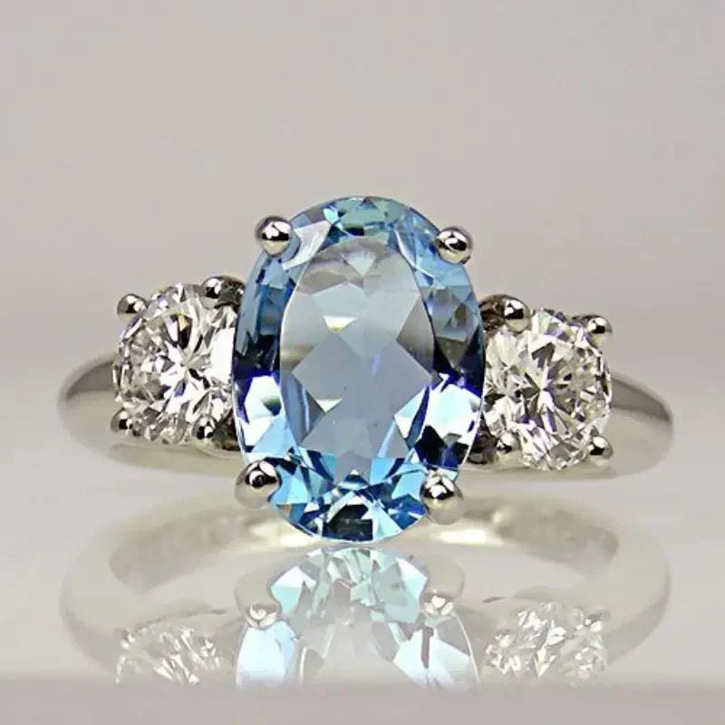 Bague vintage bleue brillante en argent