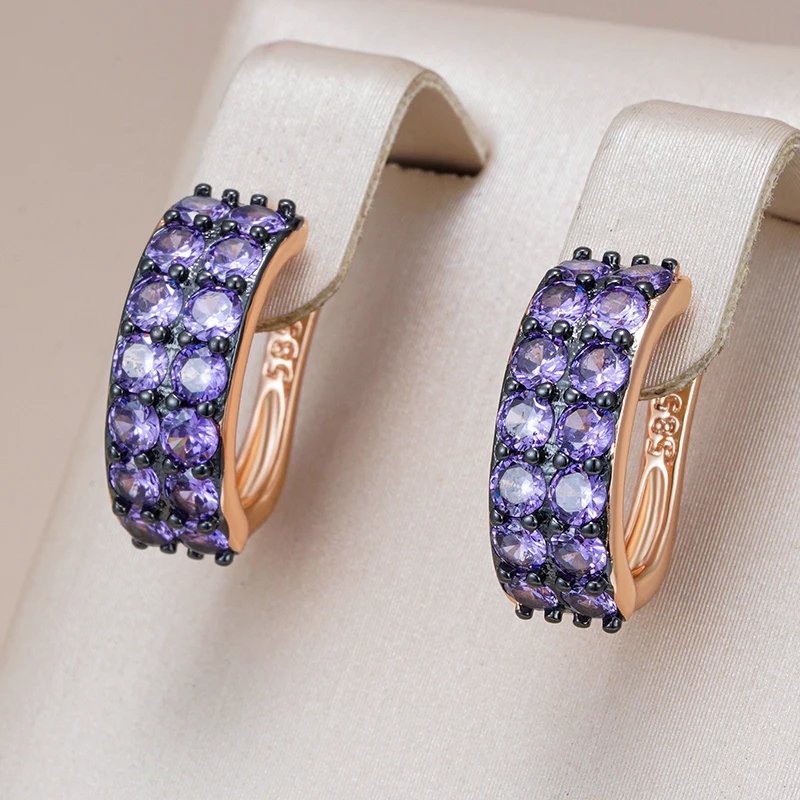 Boucles d'oreilles créoles en cristal violet élégantes