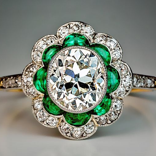 Bague en Cristal Émeraude Vintage