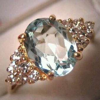 Bague en verre bleu vif vintage
