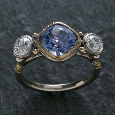 Bague en cristal de verre bleu vintage