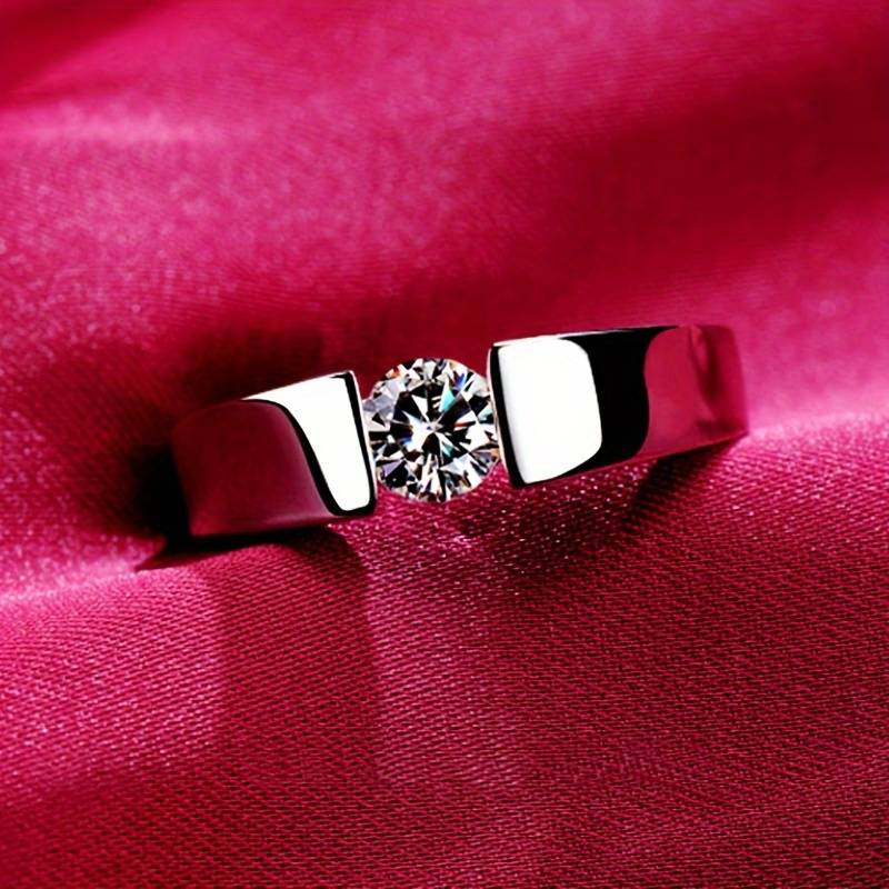 Bague en verre brillant argent vintage