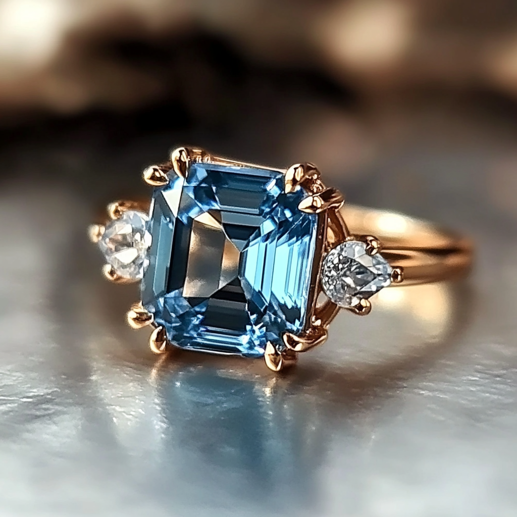 Bague en cristal bleu vintage