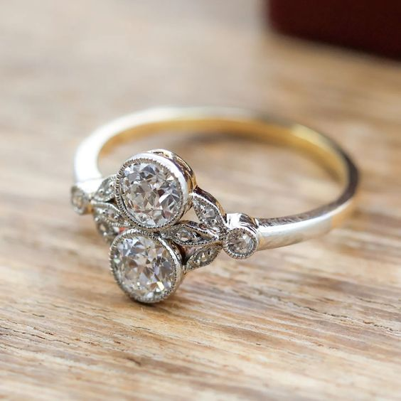 Bague double en verre vintage