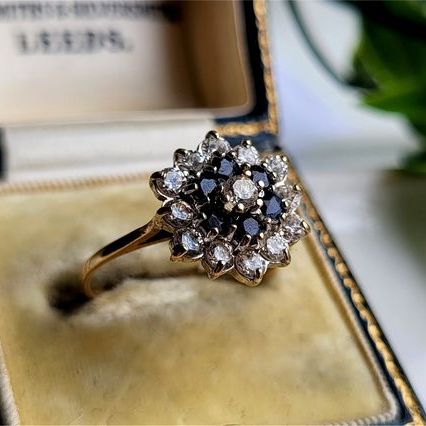Bague en cristal vintage bleue