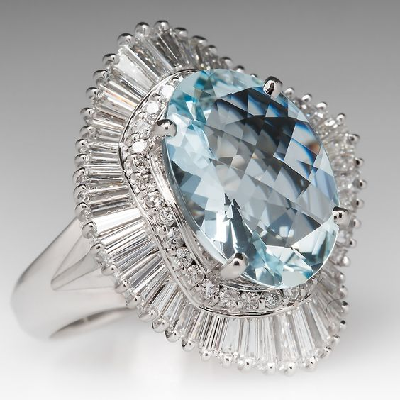 Bague en argent avec verre bleu vintage
