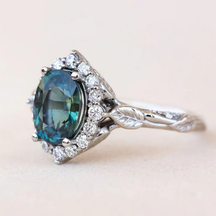 Bague vintage bleue brillante en argent