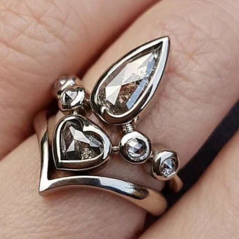 Bague Vintage Ovale en Cristal et Argent