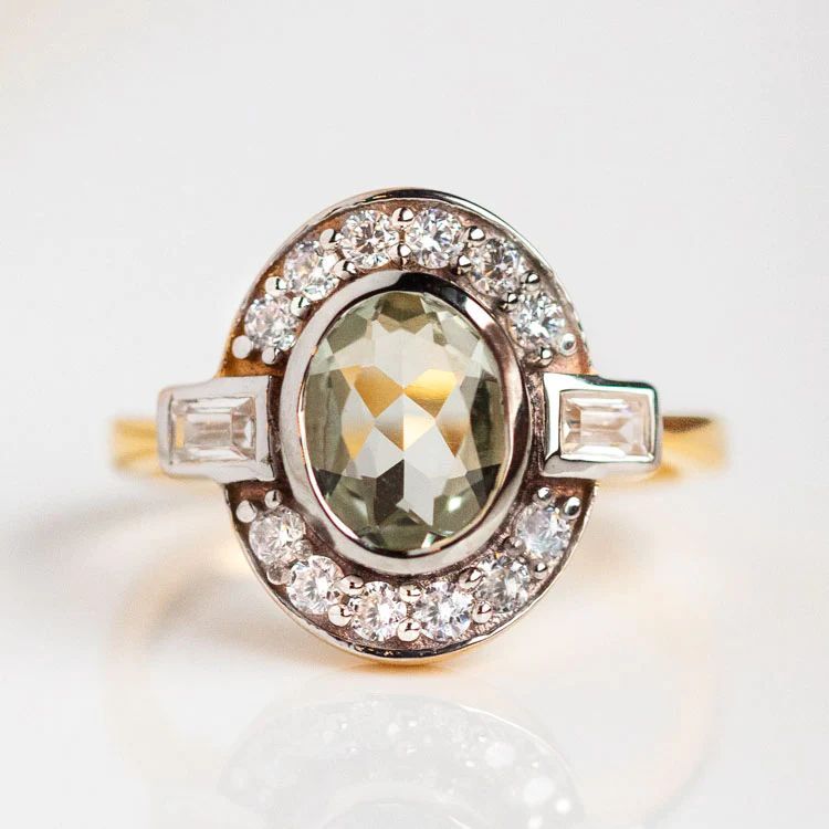 Bague en cristal vintage verte