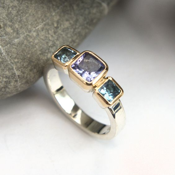 Bague en verre vintage argenté