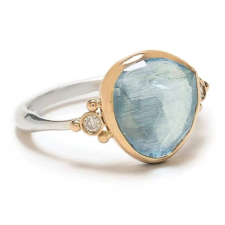 Bague en pierre d'aigue-marine vintage