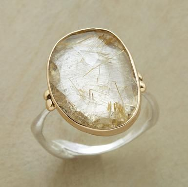 Bague en verre blanc vintage avec argent