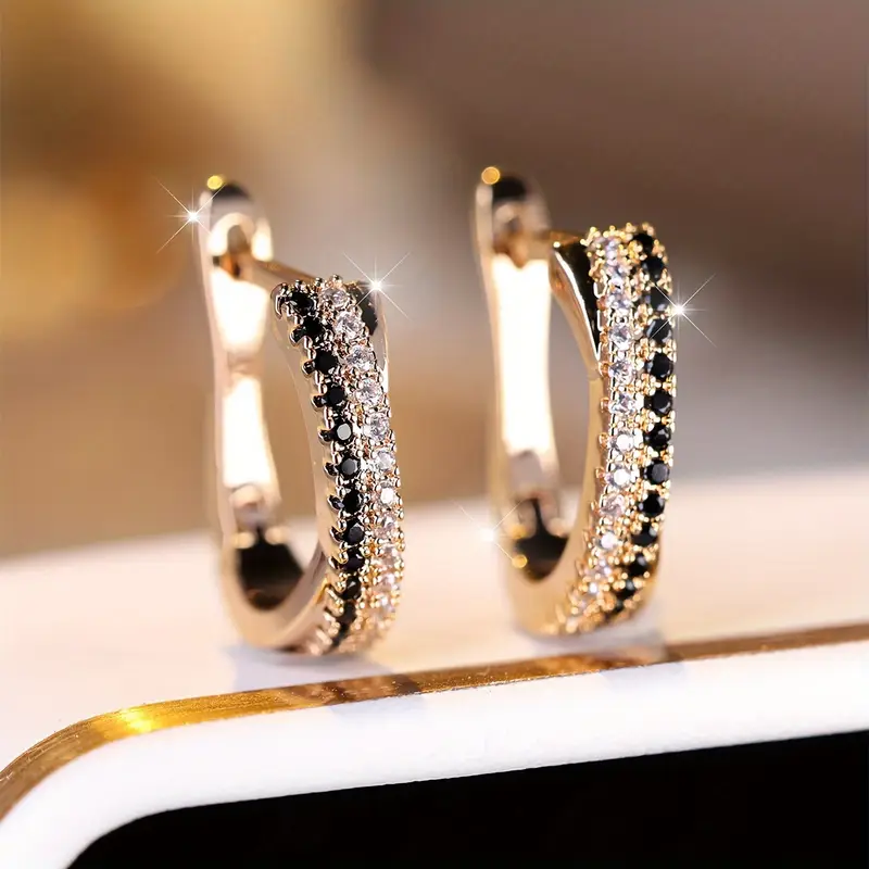Boucles d'oreilles en zircone noire or
