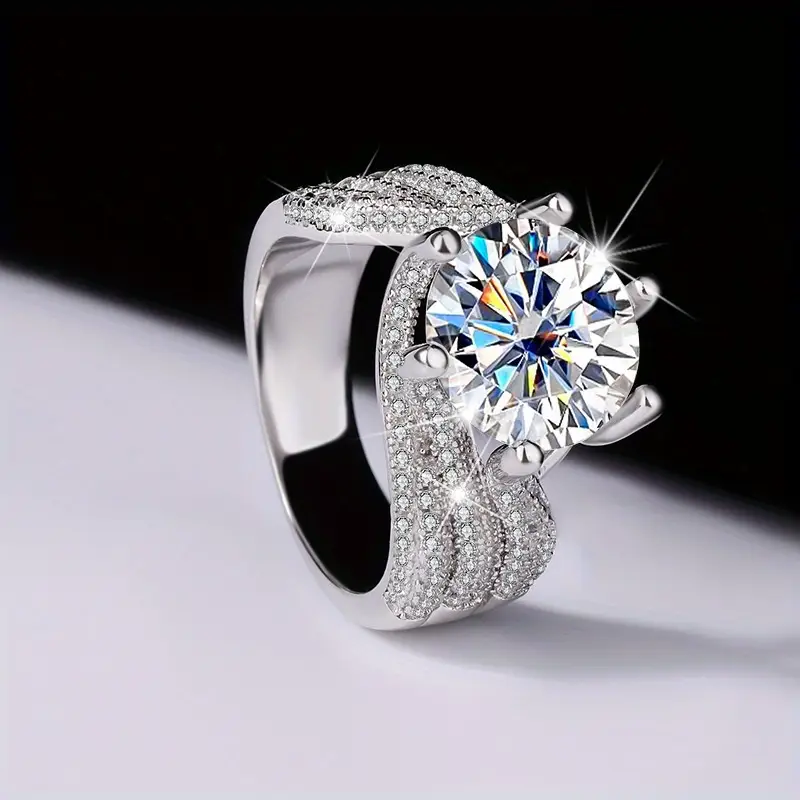 Bague en argent vintage avec zirconia ondulée